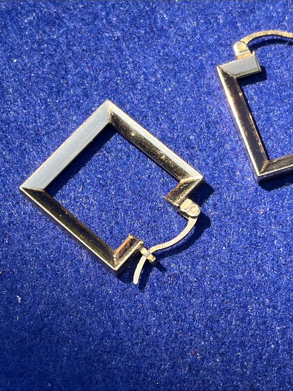 14K Gold Rectangular Earrings - Picture 3 of 7